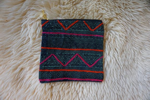 Zippered Pouch made from Thai Hmong Textile - #187