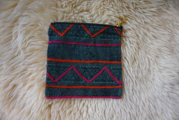 Zippered Pouch made from Thai Hmong Textile - #187