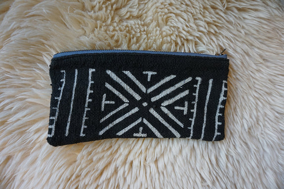 Zippered Pouch made from African Mudcloth - #219