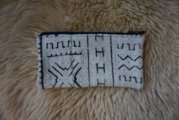 Zippered Pouch made from African Mudcloth - #212