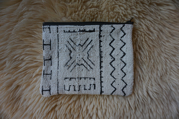 Zippered Pouch made from African Mudcloth - #213