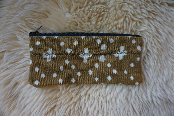 Zippered Pouch made from African Mudcloth - #209