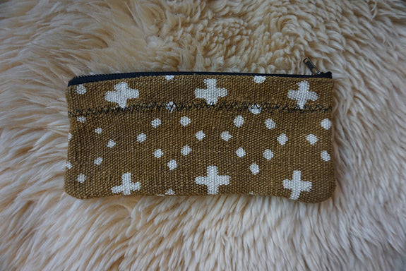 Zippered Pouch made from African Mudcloth - #209