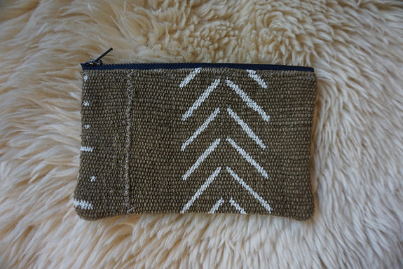 Zippered Pouch made from African Mudcloth - #218
