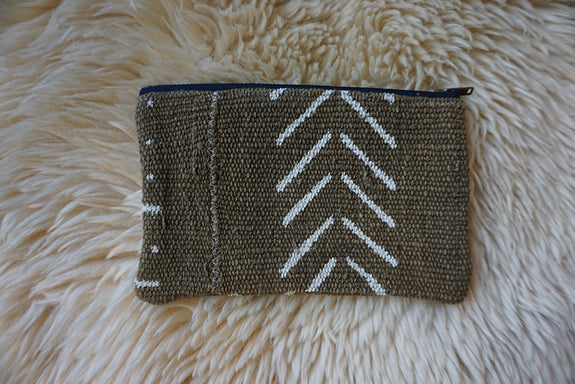 Zippered Pouch made from African Mudcloth - #218