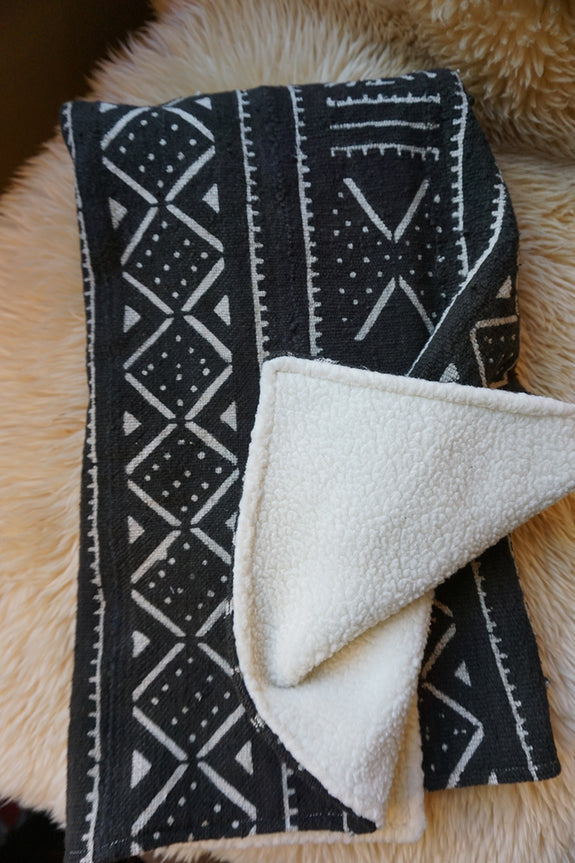 African Mudcloth Baby Blanket - Black