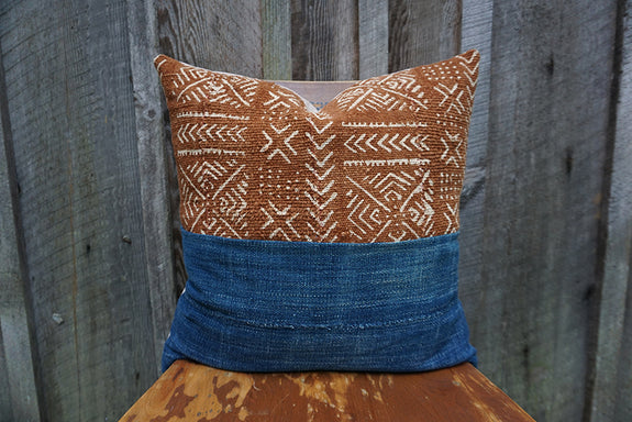 Amoura - African Mudcloth and Vintage Indigo Pillow