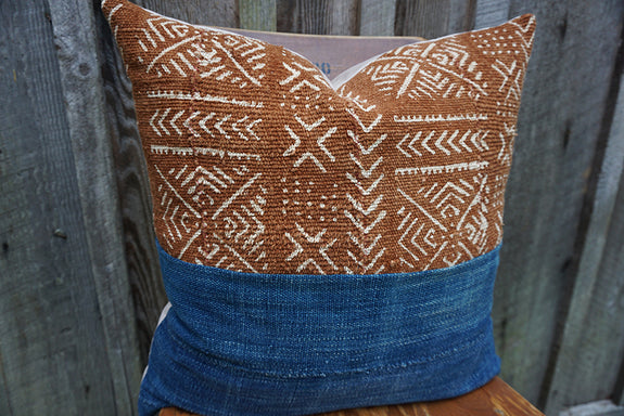 Amoura - African Mudcloth and Vintage Indigo Pillow