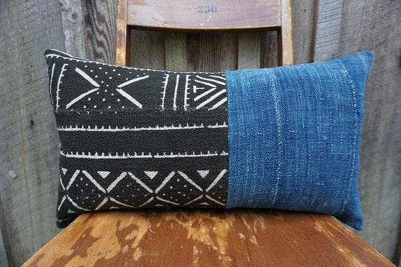 Emani - African Mudcloth and Vintage Indigo Pillow