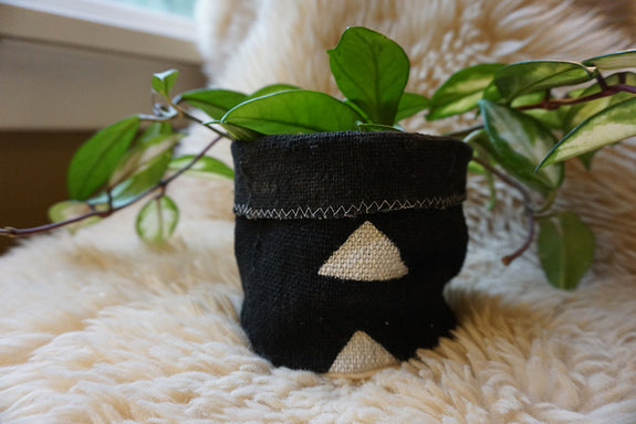 Black Mudcloth Plant Holder