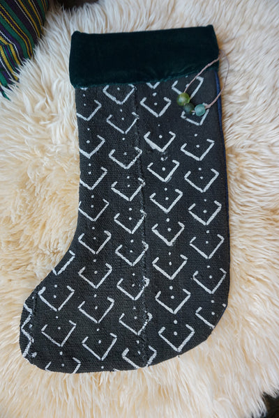 African Mudcloth Stocking - Black V's