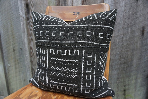Navy - African Mudcloth Pillow