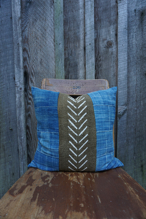 North - African Mudcloth and Vintage Indigo Pillow