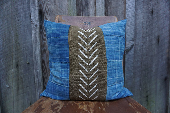 North - African Mudcloth and Vintage Indigo Pillow
