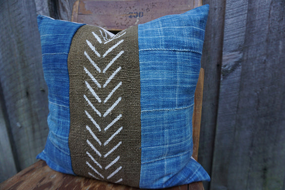 North - African Mudcloth and Vintage Indigo Pillow
