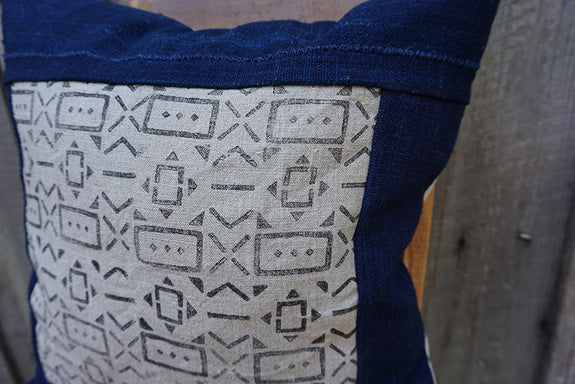 Noelle - Blockprint with Vintage African Indigo Pillow