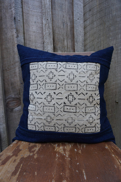 Noelle - Blockprint with Vintage African Indigo Pillow