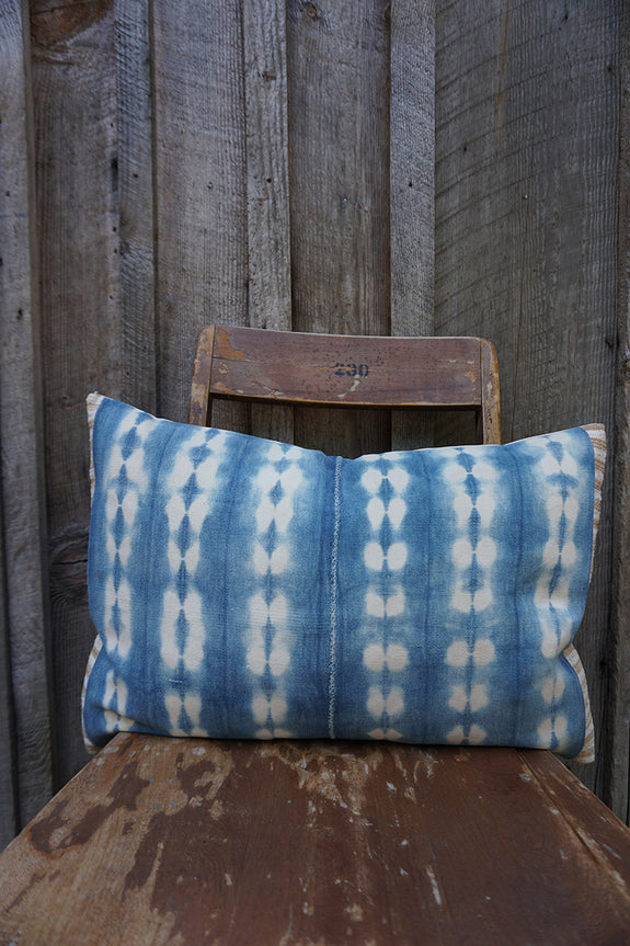 Indra - Vintage African Indigo and Indonesian Striped Cotton Pillow