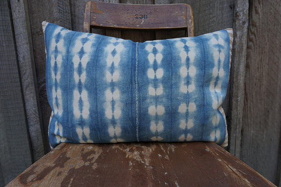 Indra - Vintage African Indigo and Indonesian Striped Cotton Pillow