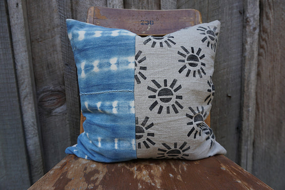 Soleil - Vintage African Indigo and Blockprint Pillow