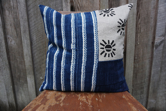 Adira - Blockprint with Vintage African Indigo Pillow