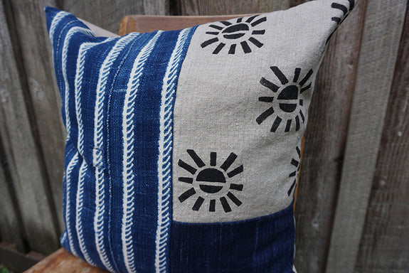 Adira - Blockprint with Vintage African Indigo Pillow