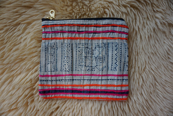 Zippered Pouch made from Vintage Thai Hmong Textile - #261