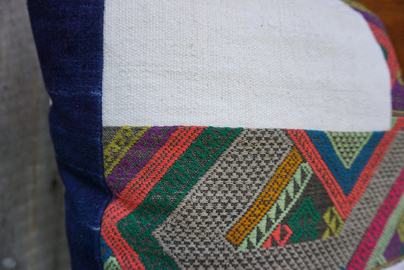 Gisella - Vintage Laos Silk, Vintage African Indigo, African Cotton, and Velvet Pillow