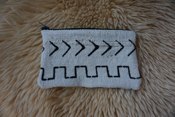 Zippered Pouch made from African Mudcloth - #285