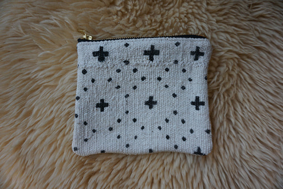 Zippered Pouch made from African Mudcloth - #282