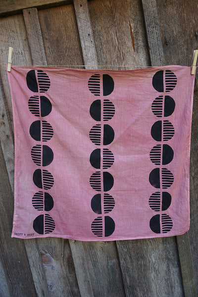 Naturally Dyed + Blockprinted Organic Cotton Bandana - Pink