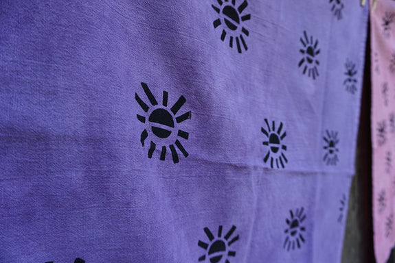 Naturally Dyed + Blockprinted Tea Towel - Purple