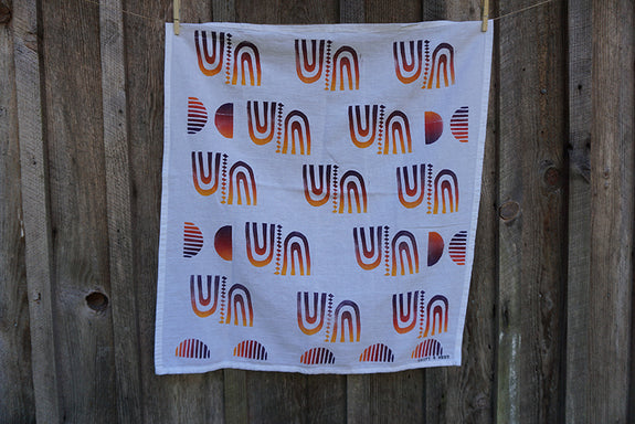 Blockprinted Tea Towel - White