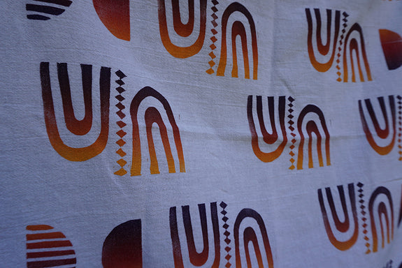 Blockprinted Tea Towel - White