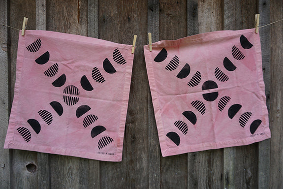 Naturally Dyed + Blockprinted Set/2 Napkins - Pink