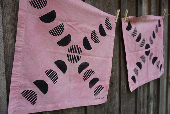 Naturally Dyed + Blockprinted Set/2 Napkins - Pink