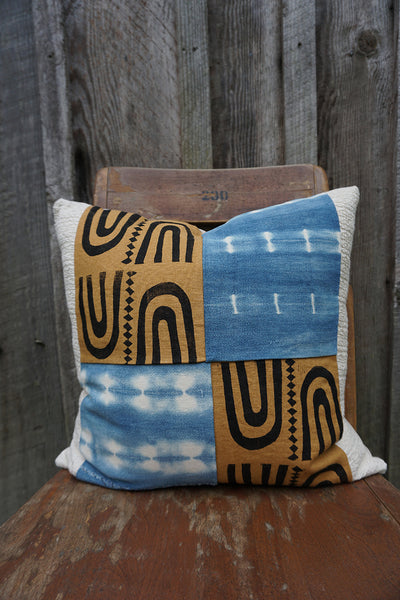 Wynn - Vintage African Indigo with Blockprint Pillow