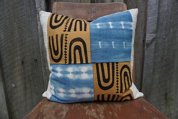 Wynn - Vintage African Indigo with Blockprint Pillow