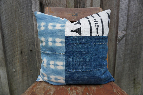 Jesse - African Mudcloth and Vintage Indigo Pillow