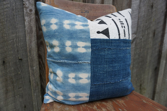 Jesse - African Mudcloth and Vintage Indigo Pillow