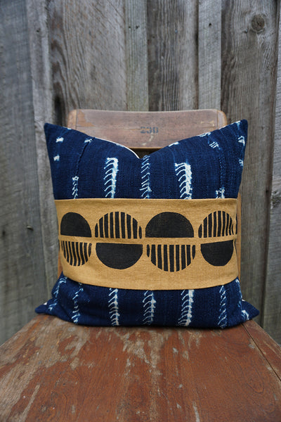 Ayana - Blockprint with Vintage African Indigo Pillow