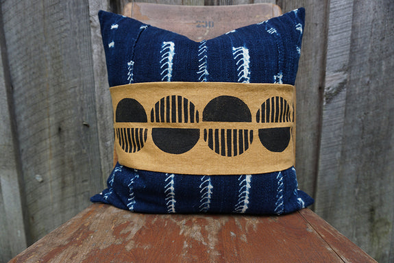 Ayana - Blockprint with Vintage African Indigo Pillow