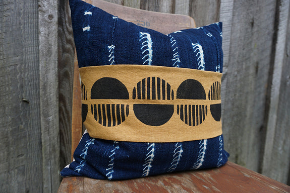 Ayana - Blockprint with Vintage African Indigo Pillow