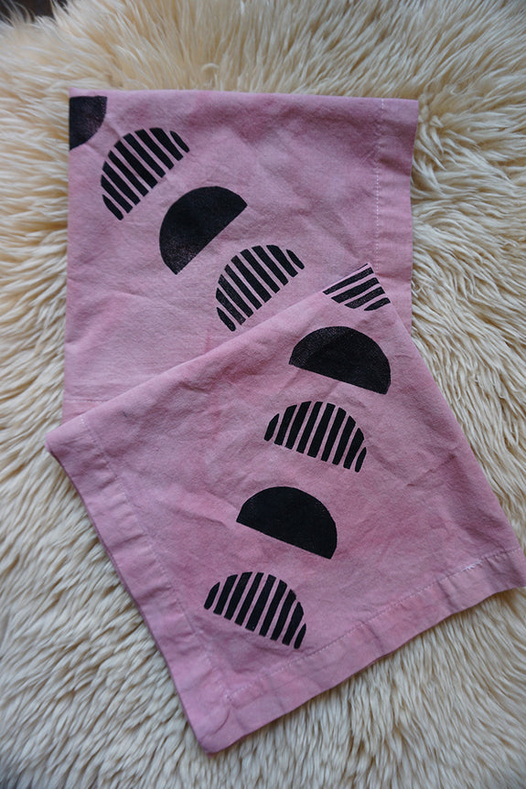 Naturally Dyed + Blockprinted Set/2 Napkins - Pink
