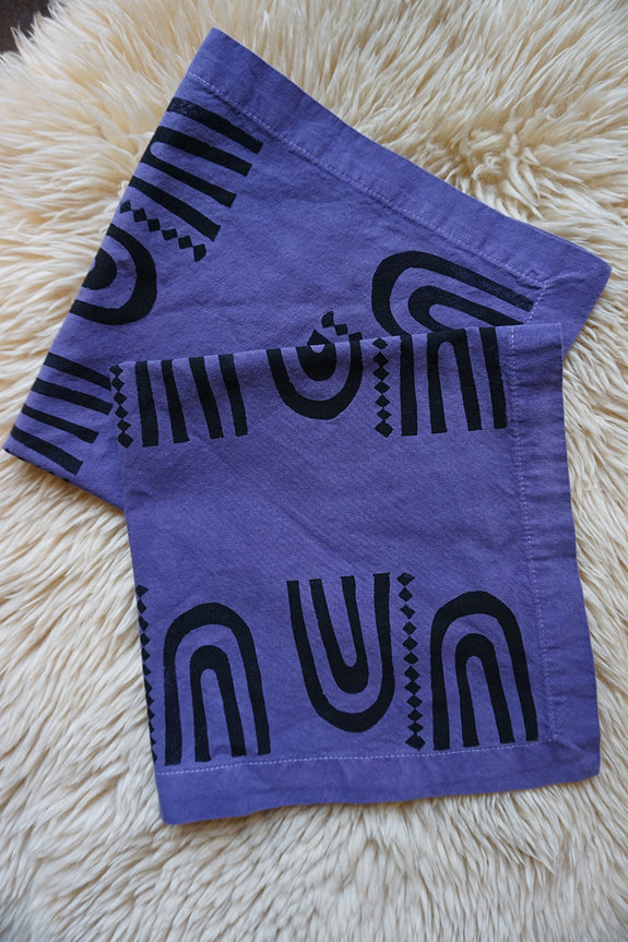 Naturally Dyed + Blockprinted Set/2 Napkins - Purple