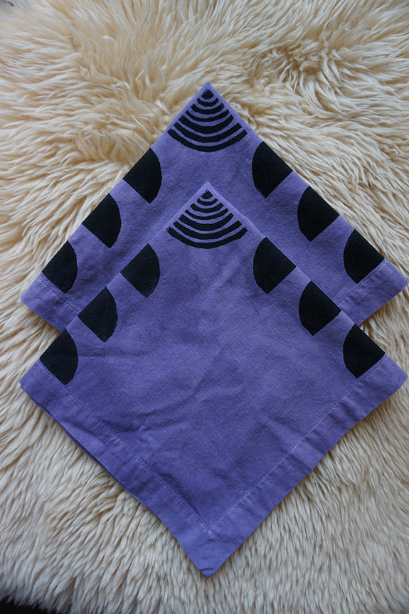 Naturally Dyed + Blockprinted Set/2 Napkins - Purple