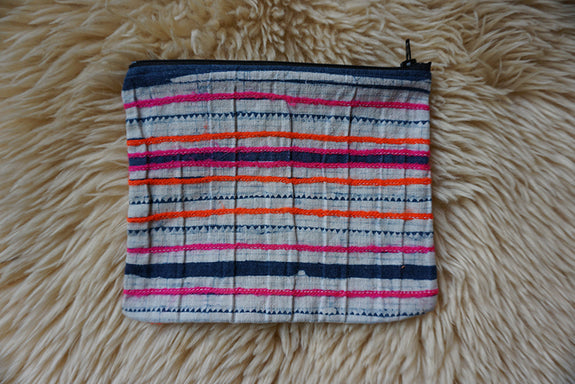 Zippered Pouch made from Vintage Thai Hmong Batik Textile - #286