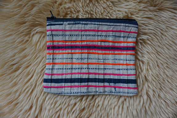 Zippered Pouch made from Vintage Thai Hmong Batik Textile - #286