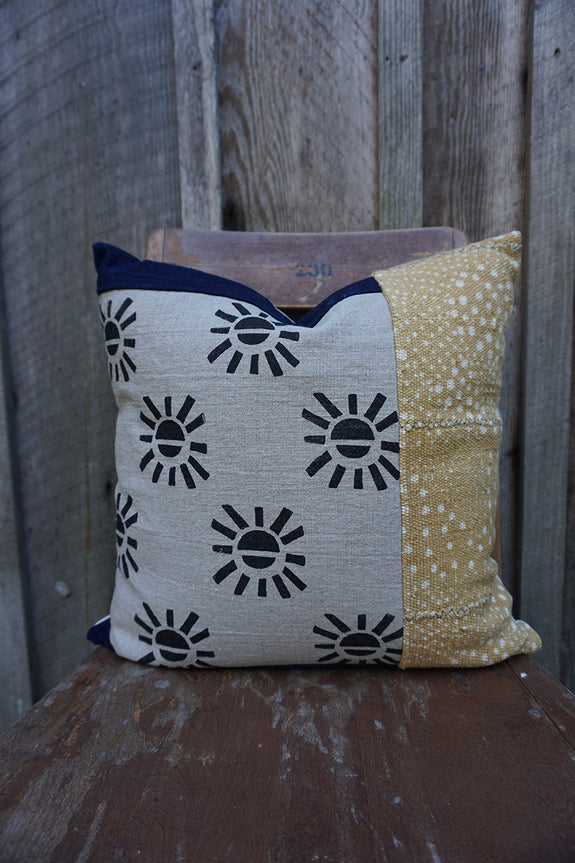 Abril - Blockprint, African Mudcloth and Vintage Indigo Pillow