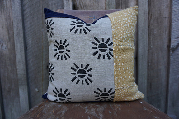 Abril - Blockprint, African Mudcloth and Vintage Indigo Pillow